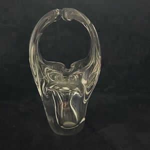 Vintage Clear Art Glass Basket with Handle